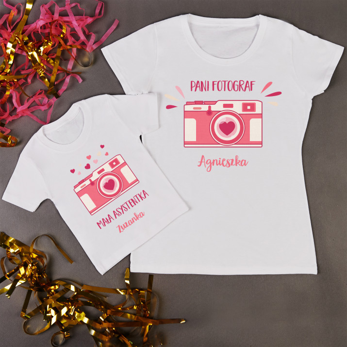 Fotograf i asystentka - Zestaw Koszulek Mamy i Dziecka